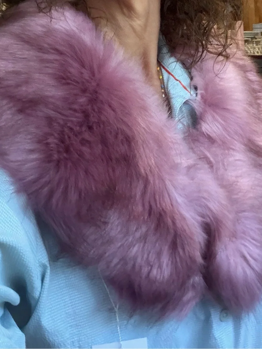 Plush Faux Fur Scarf - Dusty Rose